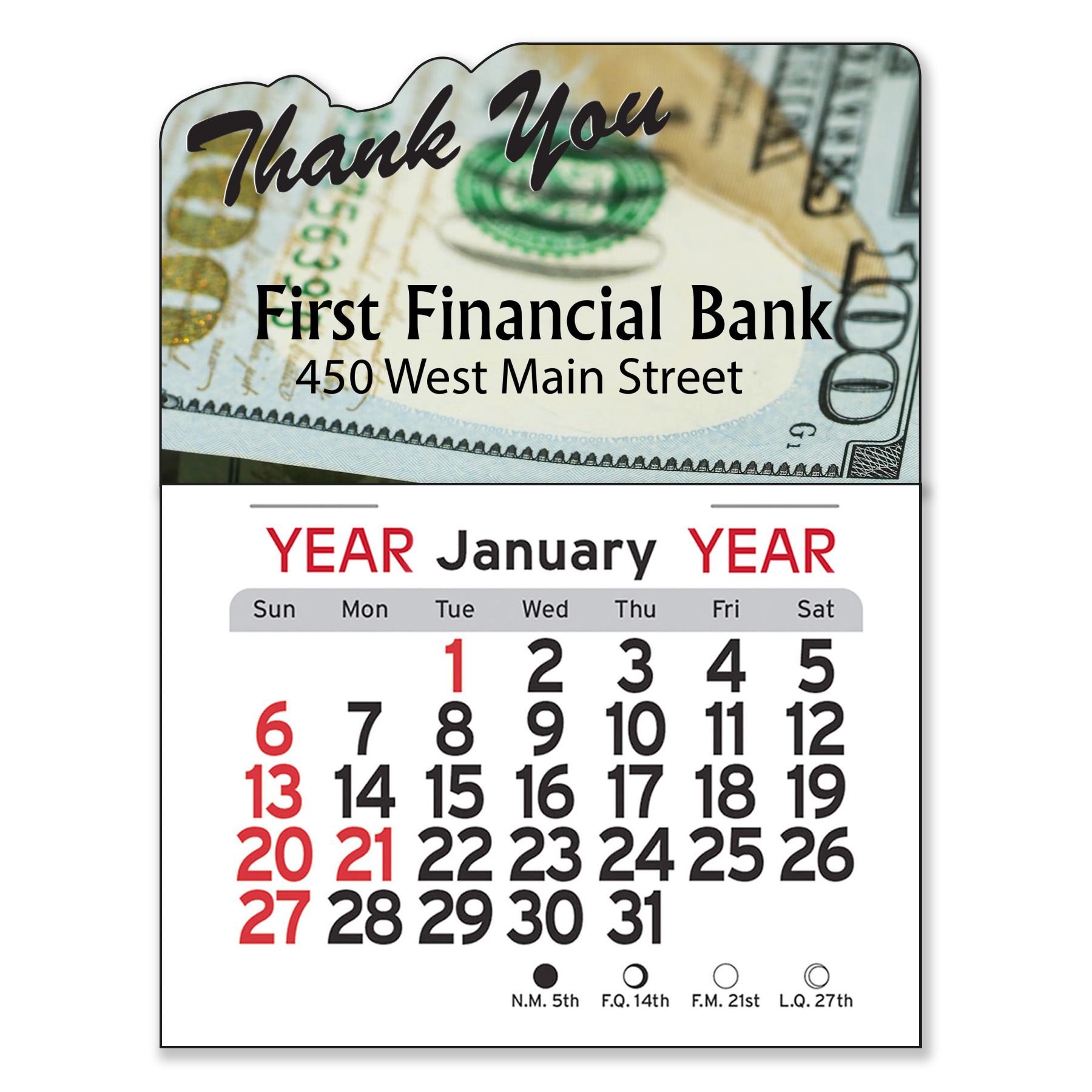1197            - Adhesive Peel-N-Stick® Calendar - Thank You                           